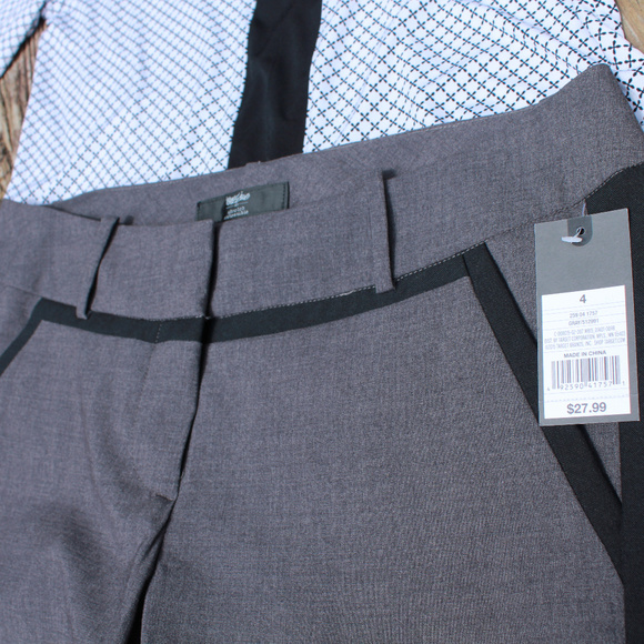 NEW Tuxedo Stripe Gray Stretch Business Slacks, 4 - Picture 6 of 8